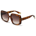 Lunettes de soleil carrées en écaille avec verres dégradés marron et détails dorés - Standard / Monture Léopard Verres Marron Dégradés
