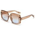 Lunettes de soleil carrées ambrées avec verres dégradés bleu-brun et détails dorés chic - Standard / Monture Thé Verres Thé Bleu
