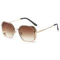 Steampunk sunglasses with gold metal frame, side shields, and brown gradient lenses - Gold Frame Gradient Tea Lens