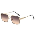 Occhiali da sole quadrati in metallo con doppio ponte e lenti sfumate marroni per unisex - Montatura Oro Lente Sfumata Tè Rosa