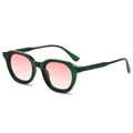 Vintage oval sunglasses with translucent green frame and pink gradient lenses - Transparent Green Frame Gradient Pink Lenses