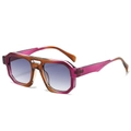 Women's oversized geometric sunglasses with purple and amber gradient frames and tinted lenses - Tea Purple Frame Double Gray Lens