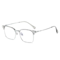 Halbrand-Titanbrille in quadratischer Form, transparentes Grau und Silber-Finish - Grau-Silber