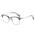 Ultraleichte Titan-Halbrandbrille in Schildpatt-Optik mit silbernen Metallrahmen - Schildpatt- und Gunmetal-Rahmen