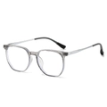 Ultralight TR90 grey transparent glasses frame with titanium silver metal temples - Transparent Grey