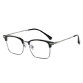 Leichte schwarz-silberne Titan-Halbrandbrille im quadratischen Business-Stil für Herren - Schwarz Gunmetal Rahmen