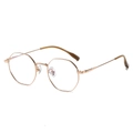 Montatura occhiali poligonale in titanio oro rosa con design retrò ultraleggero - Montatura oro