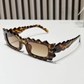 Gafas de sol irregulares dentadas para mujer en carey clásico con lentes de color café - Montura de Leopardo Lentes Marrones Degradadas