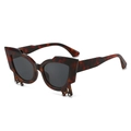 Occhiali da sole cat-eye tartarugati con design a goccia fluida e strass scintillanti - Montatura Leopardata Lenti Grigie