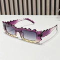 Irregular jagged purple to yellow gradient sunglasses with designer geometric frames - Purple Yellow Gradient Frame Grey Lens