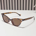 Occhiali da sole cat-eye leopardati con montatura tartarugata e logo B in argento - Montatura Leopardata Lente Marrone
