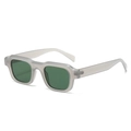 Square sunglasses with matte translucent grey frames and dark green resin lenses - Regular / Standard (Incl. 13% VAT) Sand Grey Frame Green Lenses