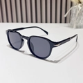 Gafas de sol polarizadas ovaladas retro negras con detalles de flechas plateadas - Régulier / Montura Negro Brillante Lentes Grises