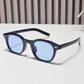 Moderne ovale zonnebril voor dames met zwart montuur en lichtblauwe lenzen tegen uv - Zwart Frame Blauwe Lenzen