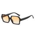 Retro black square sunglasses with orange gradient lenses and gold accents for fashion - Regular / Black Frame Gradient Orange Lens