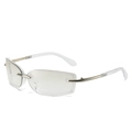 Chic square Y2K rimless sunglasses with transparent lenses and gold metal temples - Light Silver