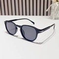 Gafas de sol polarizadas ovales retro negras con bisagras icónicas de flecha plata - Régulier / Negro Arena / Lentes Grises