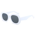 Oval oversized sunglasses with white frames and dark grey lenses for a chic retro look - White Frame Gray Lens