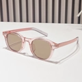 Pink transparent oval sunglasses with light brown lenses and modern retro frame - Pink Frame Tea Lens