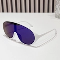 Occhiali da sole bianchi oversize a mascherina con lente blu a specchio e montatura sport - Montatura Bianca Lenti Blu