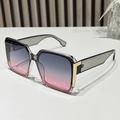 Square translucent dark grey sunglasses with gradient lenses and gold accents - Regular / Standard (Incl. 13% VAT) Grey Frame Grey Pink Lenses