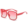 Oversized pink gradient sunglasses with stylish geometric frame and gold accents - Pink Frame Gradient Pink Lens