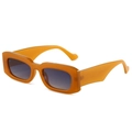 Retro square sunglasses in amber translucent resin with dark grey gradient lenses - Regular / Tea Frame Grey Lens