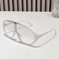Occhiali da sole a mascherina oversize con montura bianca e lenti trasparenti minimaliste - Montatura Bianca Lenti a Specchio Argento Chiaro