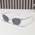 White thick frame cat-eye sunglasses with dark grey lenses and silver metal B logo - Regular / Standard (Incl. 13% VAT Invoice) White Frame Full Gray Lenses
