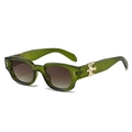 Square dark green sunglasses with gold eagle accents and brown gradient lenses - Regular / Transparent Green Frame Double Tea Lens