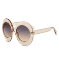 Oversized oval sunglasses featuring a transparent champagne frame and gradient brown lenses - Champagne Frame Gray Tea Lens