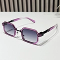 Modern purple transparent hexagonal sunglasses with dark grey gradient lenses - Purple Frame Gray Lens