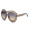 Oversize round sunglasses in tea grey transparent frame with blue-orange gradient lenses - Gray Frame Gray Tea Lens