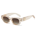 Lunettes de soleil carrées champagne rétro avec aigle doré et verres dégradés - Standard / Régulier (incl. 13 % TVA) monture champagne avec doubles verres marrons