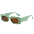 Fashionable rectangular sunglasses with light green thick frame and brown lenses - Regular / Green Frame Tea Lens