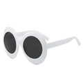 Oversized oval sunglasses in thick white plastic frame with dark grey round lenses - White Frame Gray Lens