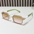 Retro hip-hop square sunglasses with beige octagonal frames and gradient lenses - Pink Frame Brown Pink Lens
