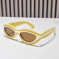 Retro vintage sunglasses with unique yellow wavy frames and dark brown oval lenses - Regular / Standard (Incl. 13% VAT) Yellow Frame Tea Lenses