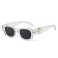 Lunettes de soleil carrées transparentes avec branches aigle et épée dorées pour hommes - Standard / Régulier (incl. 13 % TVA) monture transparente avec verres gris
