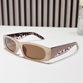 Lunettes de soleil rectangulaires rétro crème avec branches à imprimé léopard chic - Standard / Standard (TVA 13 % incluse) Monture champagne / Verres marron