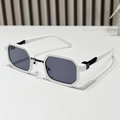 Chic hexagonal sunglasses in glossy white and black finish with dark grey lenses - White Frame Gray Lens