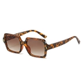 Retro square sunglasses featuring brown leopard print tortoiseshell frame and gradient tea lenses - Regular / Leopard Frame Gradient Brown Lens