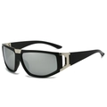 Lunettes de soleil de sport avec monture noire et verres miroir argentés pour vélo - Monture Noire Verres Miroir Argentés