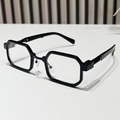 Vintage hip hop square sunglasses featuring glossy black frames and hexagonal design - Black Frame Clear Lens