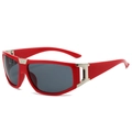 Lunettes de soleil de sport rouges avec verres gris foncé et charnières argentées - Monture Rouge Verres Gris