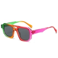 Oversized pilot sunglasses with colorful transparent gradient frame and dark grey lenses - Green Purple Frame Full Gray Lens