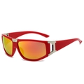 Fashionable sports sunglasses with bright red frames and orange mirrored lenses - Regular / Regular (Incl. 13% VAT) Red Frame Red Lenses