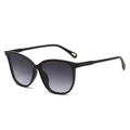 Eleganti occhiali da sole cat-eye oversize con lenti grigie sfumate e dettagli in oro - Montatura Nera Doppia Lente Grigia
