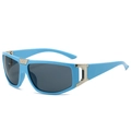 Sporty light blue frame sunglasses with dark grey lenses and silver metal accents - Regular / Regular (Incl. 13% VAT) Blue Frame Grey Lenses