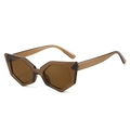 Lunettes de soleil œil-de-chat marron avec monture géométrique translucide - Standard / Régulier (TVA de 13 % incluse) Monture marron Verres unis marrons
